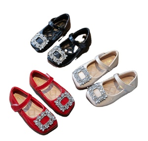 Zapatos de Vestir de Primavera para Niñas de 2 a 12 Años, Zapatos de Vestir con Botones de Cristal, Punta Cuadrada Plana, Zapatos de Vestir para Niños - Product Image 1