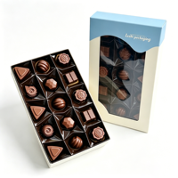 Boîte d'emballage personnalisée en gros avec fenêtre transparente pour bonbons, chocolats et barres chocolatées aux fraises, avec couvercle transparent