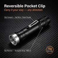 Lampe torche tactique rechargeable EDC, résistante à l'eau IPX8, compacte, avec clip pour casquette, pour le camping en plein air, la chasse, lampe de poche