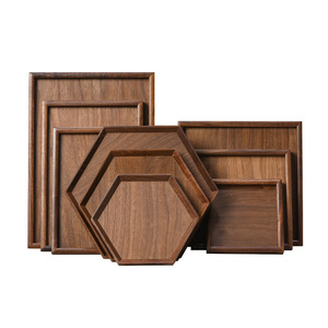 Plateau rectangulaire en bois massif de noyer noir, élégant plateau de service pour hôtel, restaurant, présentation de thé et de fruits - Product Image 5