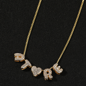 UWIN glassato fuori da te piccola dimensione CZ lettera ciondolo collana personalizzato lettera iniziale ciondolo catena personalizzare gioielli - Product Image 6