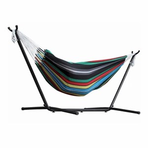 <span class=keywords><strong>Hamac</strong></span> double en coton <span class=keywords><strong>avec</strong></span> <span class=keywords><strong>support</strong></span> pliable en acier et sac de transport - Product Image 2