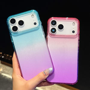 Étui de téléphone de luxe étanche brillant en TPU+PC à dégradé scintillant pour 17 16 15 13 12 Pro Max Blocage des couleurs Haute transparence - Product Image 4