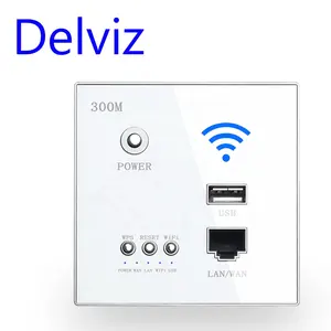 Delviz 300MbpsワイヤレスWi-FiソケットRj45、ケーブル変換コンセント、APリレースマートUSB充電ポート、埋め込み壁WIFIルーター
