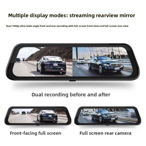 Streaming IPS Rückspiegel-<span class=keywords><strong>Dashcam</strong></span> 10-Zoll Vollbild-Touchdisplay HD Nachtsicht Duale Front- und Heckkameras Rückfahrkamera - Product Image 1