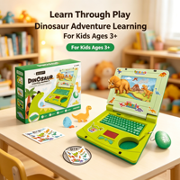 Juguete Educativo de Computadora Portátil con Diseño de Dinosaurio, con Ratón, Luces y Música, Juego de Imitación para Niños