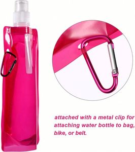 Outdoor Camping Climbing Reusable Folding Beverage Container <b>Plastic</b> Water Bag Foldable Drinking Bottles Carabiner Eco-friendly - Product Image 3