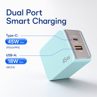 Vente flash - Chargeurs de téléphone portable portables 45W avec prise US AU EU, chargeur mural type C USB-C PD à charge rapide pour téléphone Samsung Android
