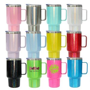 Vaso de chupito de acero inoxidable de 3 oz con asa, diseño arcoíris brillante, en blanco para sublimación, ideal para tequila, vodka, cócteles y recuerdos de fiesta. - Product Image 1