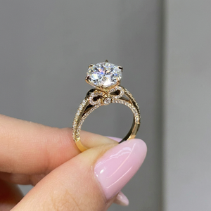 Anillo de cóctel Hiphop chapado en oro de 18 quilates con diamantes de laboratorio en engaste pavé, forma de flor, certificado IGI, banda de boda glamurosa para mujer - Product Image 5