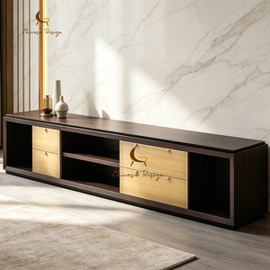 Luxury Villa Living Room Extended Form Spacious Premium Solid Wooden Modern <b>TV</b> Stand - Product Image 1
