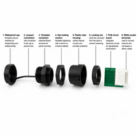 Prise Ethernet RJ45 Circulaire Mâle IP67 Étanche CAT6 8P8C à Montage sur Panneau avec Capuchon Anti-Poussière pour Montage sur PCB