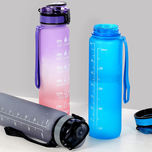 <span class=keywords><strong>Bouteille</strong></span> d'eau en plastique en Tritan pour entraînement et sport, 1000ml/32OZ, avec marqueurs de temps et mesures - Product Image 4