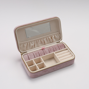 Trend Velvet Portable Jewelry Organizer <b>Box</b> Customizable Zippered Case for Travel Daily Jewelry <b>Storage</b> & Packaging Wholesale - Product Image 4