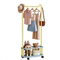 Porte-vêtements mobile multifonctionnel pour chambre à coucher, support autoportant pour manteaux et chapeaux, séchoir moderne minimaliste en plastique avec oreilles de chat