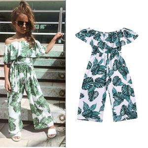 Mono de verano ecológico de gasa de poliéster/algodón para niña, pantalón de cintura alta y pierna ancha, traje de sol para bebé niña - Product Image 2