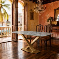 Ensemble de table à manger carrée en ardoise de style minimaliste nordique, 6 places, pour la salle à manger familiale
