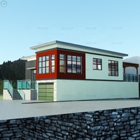 Maison préfabriquée moderne écologique de 135 m² avec patio et pergola, 2 chambres, grand garage