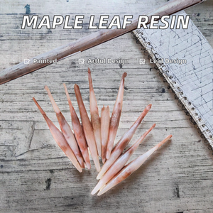 Christmas Maple Leaves <b>Resin</b> Hand-painted Artistic Flatback Leaf Cabochons Slime Supplies Miniature Realistic Leaves Faux Plant - Product Image 2