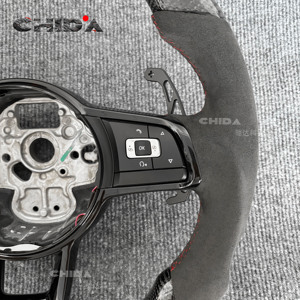 Volante Deportivo Personalizado de Fibra de Carbono y Gamuza para Volkswagen MK8 MK7 MK6 Golf R GTI GTD GTE <span class=keywords><strong>Polo</strong></span> GTI Golf 8 Golf 7 - Product Image 3