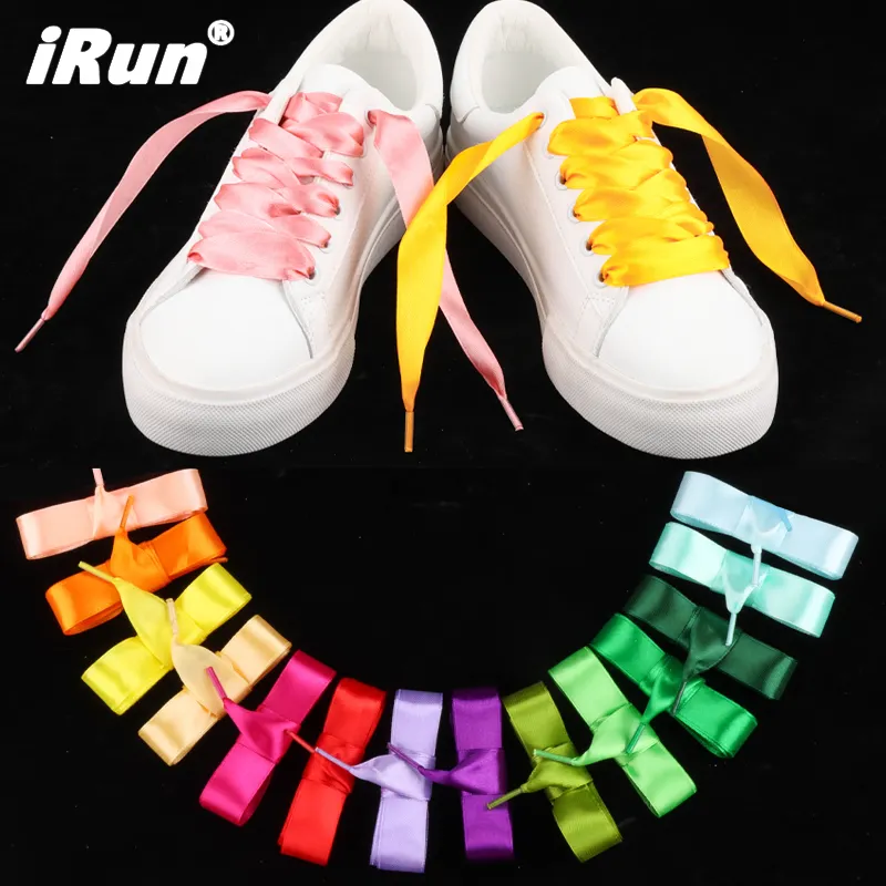 iRun Custom Laces Length Width Flat Satin Silk Ribbon Sneakers Shoe laces Boots Women Men Sneakers ShoeLace