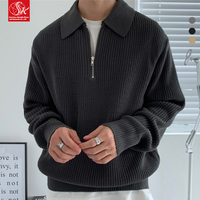 Pull en maille pour homme SK, style décontracté premium, col demi-zippé, inspiration japonaise vintage, chic décontracté, style automne/hiver
