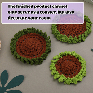 Posavasos de ganchillo con flores verdes, cesta de plantas, posavasos, kit de ganchillo para principiantes - Product Image 6