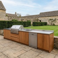Cuisine extérieure multifonctionnelle certifiée CE en acier inoxydable 304 pour cour, anti-insectes, avec armoire