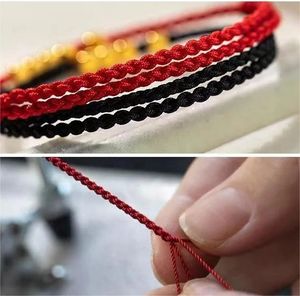 Xinfly Chinese Good Luck Gift Gold Small Sugar Cube 24K Gold Beads <b>Red</b> Rope <b>Bracelet</b> - Product Image 5