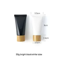 Emballage cosmétique bouteille vide capacité 50/60/80/100/120ml couvercle en bambou grain de bois matériau PP avec joint de pompe pour crème pour le visage