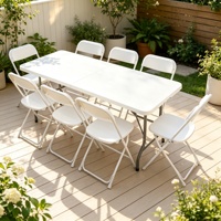 Ensemble table et chaises pliantes en plastique de 1,80 m – Imperméable, léger, durable et portable pour utilisation en extérieur et dans les parcs