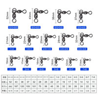 Swivel Pancing 3 Arah Saltwater Crane dari Baja Anti Karat, Konektor Kait Senar Pancing, Swivel Ganda