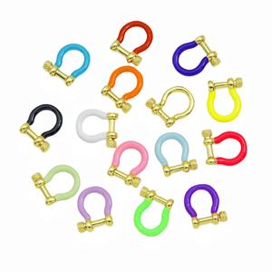 Chiusura a vite a forma di <span class=keywords><strong>U</strong></span> smaltata, fibbia a ferro di cavallo, ciondolo con moschettone per gioielli, connettore colorato per bracciali e collane fai da te - Product Image 1