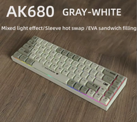 Clavier mécanique filaire AK680 E-sports, clavier mécanique pour jeux sur ordinateur, RGB, à touches remplaçables à chaud
