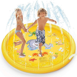 Alfombrilla inflable para jugar con agua, juguete para césped al aire libre, redondo, amarillo, 170cm, para bebés y niños pequeños - Product Image 1