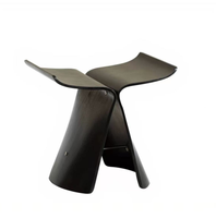 Tabouret Papillon en Bois Massif Naturel, Tabouret de Coiffeuse Minimaliste de Luxe, Banc Créatif pour Coiffeuse à Domicile, Tabouret à Chaussures, Tabouret Bas