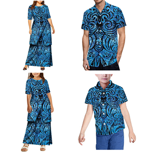 2025 nueva gran oferta personalizada de gran tamañ<span class=keywords><strong>o</strong></span> Puletasi diseñ<span class=keywords><strong>o</strong></span> señoras vestido largo verde y <span class=keywords><strong>Elei</strong></span> Tribal hombres camisa Casual conjunto familiar de 4 piezas - Product Image 2