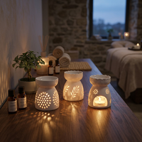 Diffuseur d'arômes en céramique en gros, motif floral, brûleur d'huiles essentielles, chauffe-cire à bougie chauffe-plat, pour aromathérapie