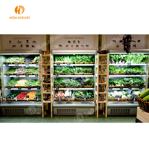 HEDA supermarket vegetable and fruit rack with spray system
