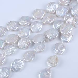 Perlas de Agua Dulce Naturales de 18 cm, 20-21 mm, Blancas, con Orificio Recto Plano, para Hacer Collares, Accesorios de Bricolaje, Perlas Sueltas de Color Rosa - Product Image 2