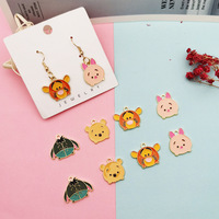 10 pièces/lot dessin animé Animal émail breloque mignon CAHRACTER ourson tigrou métal pendentif à la main bijoux à bricoler soi-même accessoires