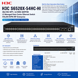 S6520X-54HC-HI H3C 48x10G SFP + 2x100G QSFP28ศูนย์ข้อมูลที่จัดการ L3อีเธอร์เน็ตสวิตช์ VXLAN EVPN IRF องค์กร - Product Image 2