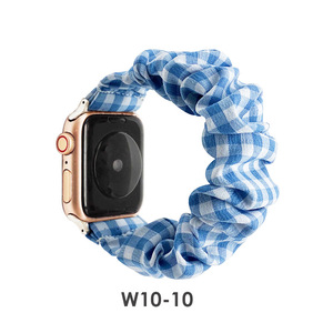 Apple Watch用女性用弾性生地ブレスレットリストバンド44mm 40mm 42mm 38mmチェック柄シュシュ時計ストラップ - Product Image 6