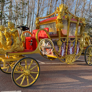 Magnifique sculpture de cheval royal avec calèche à roues dorées, calèches de mariage, chariots et calèches à chevaux - Product Image 4