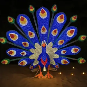 31\" USB Timed Remote Control Peacock Opening 126-Piece LED Light Santa Claus Toy For Christmas Holidays