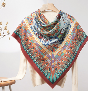 2024新しいスタイルスクエアウールプリントシルクスカーフ冬アクセサリー男性と女性のためのツアーグループ - Product Image 3