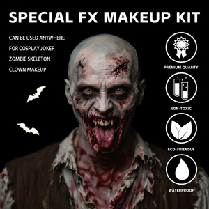 Kit de <span class=keywords><strong>maquillage</strong></span> d'effets spéciaux GP <span class=keywords><strong>Halloween</strong></span>, ensemble cosmétique professionnel d'effets spéciaux avec cire <span class=keywords><strong>cicatrice</strong></span> en silicone, sang pour <span class=keywords><strong>maquillage</strong></span> de clown zombie - Product Image 3