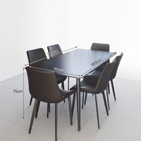Ensemble de table à manger italienne tout noir, moderne, rectangulaire, en marbre, meubles pour la maison, salon, appartement, hôtel, salle de sport, assemblé, 6 places