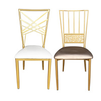 Chaise de salle à manger à structure métallique en fer massif, finition électrolytique titane or argent, avec coussin, pour mariages, restaurants, événements et fêtes
