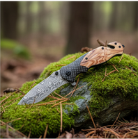 Couteaux de survie et de chasse en acier inoxydable X50 avec manche en bois d'olivier, couteau de poche pliable personnalisé pour l'extérieur